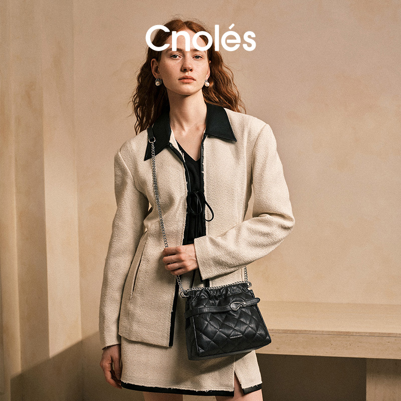 Cnoles蔻一菱格水桶包流浪包B00424A